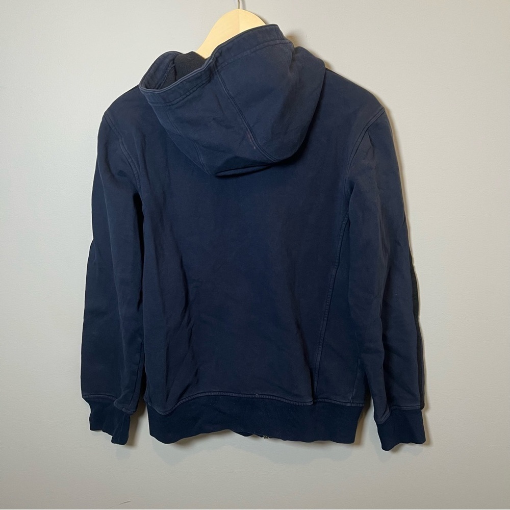 Adidas Essentials Fleece 3 Stripes Full Zip Hoodie Men’s S Navy Blue Sweatshirt - Picture 4 of 7